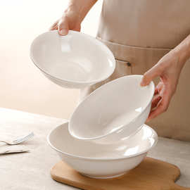 圆形釉下彩陶瓷碗家用餐具饭店白色米饭碗白瓷小碗汤碗纯白色斗碗