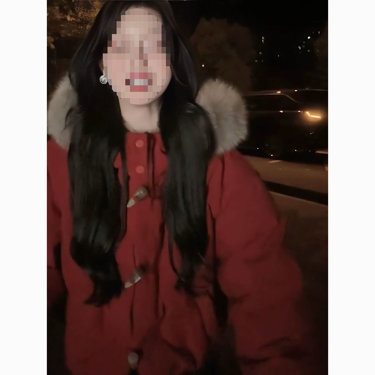 Рождественская атмосфера Новогодняя рубашка большой шерстяной воротник красный пуховый хлопчатобумажный пиджак женский осень и зима новая роговая пряжка хлопчатобумажная куртка прилив