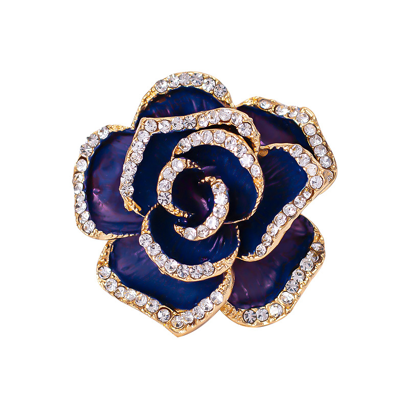 European American Rhinestone Oil-drip Brooches For Women, High-end Suit Decoration, Fashionable And Elegant Camellia_voghion.com