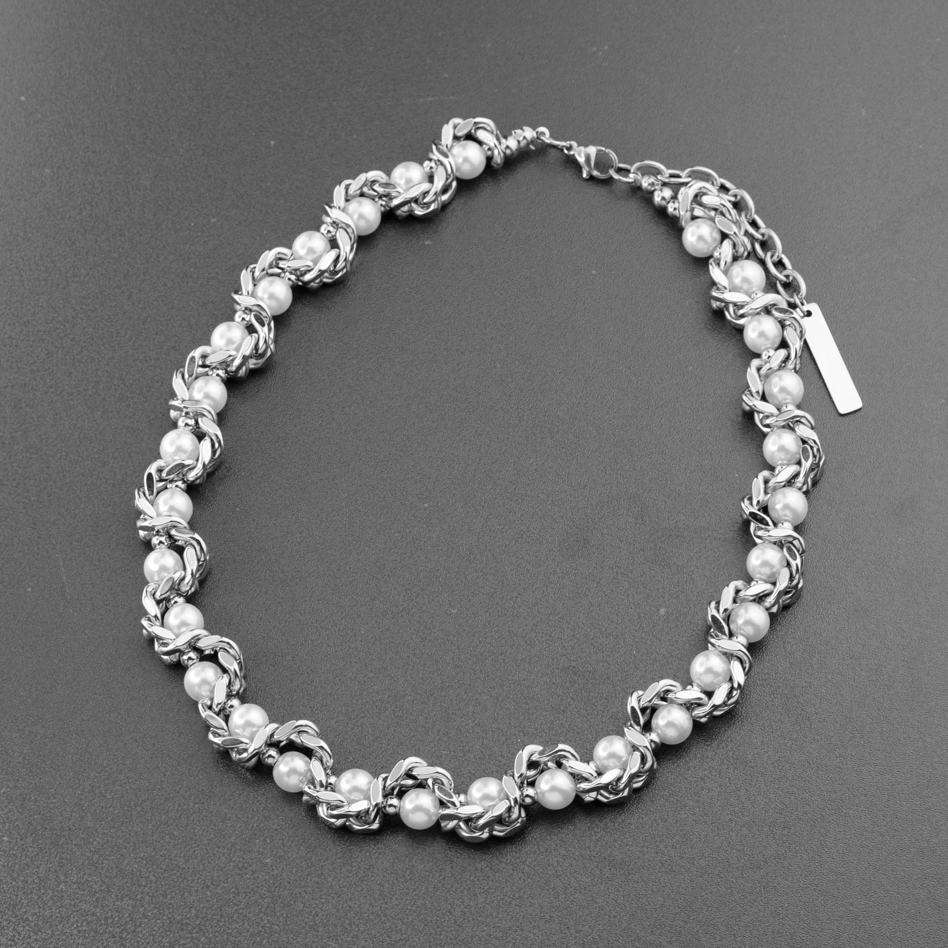 Collier cuban multicouche avec perles style serpent tendance_voghion.com