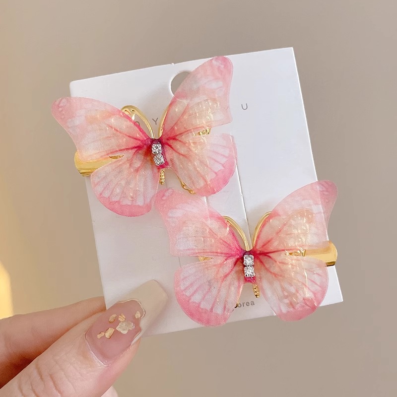 Horquilla de mariposa en movimiento horquilla de diamantes de imitación súper inmortal para niños 2025 nuevo clip de cabello roto lateral de niña accesorios para el cabello