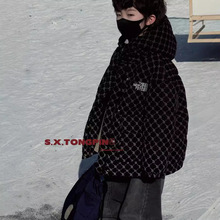 儿童羽绒服冬装2024新款男童字母韩版加厚白鸭绒外套女童工装休闲