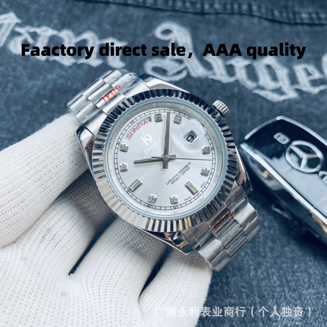 Diamond-Faced Dual-Calendar Week-Type Watch Fully Automatic Mechanical Watch Laojia Men's Watch Fashionable High-End Men's Watch