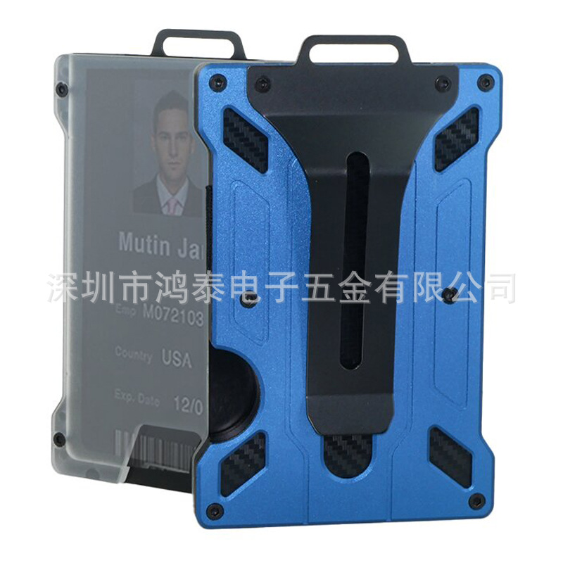 Amazon nuevo titular de la tarjeta de aleación de aluminio transparente insignia RFID metal billetera titular de la tarjeta de trabajo con la posición de la insignia