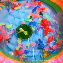 仿真软胶金鱼套装 日本台湾跨境捞鱼洗澡玩具 tpr海洋动物 浮水