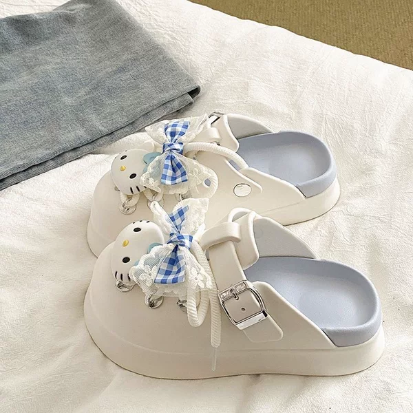 Thick-Soled Clogs for Women 2025 New Summer Outdoor Closed-Toe Sandals Cute Cartoon Slip-On Non-Slip Eva Slippers