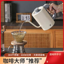 工厂定制英文电热水壶0.8L手冲咖啡壶110V/220V鹅颈长嘴烧水壶