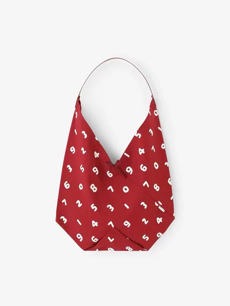 Red digital print canvas underarm bag, single shoulder tote bag, fashionable and versatile commuter bag