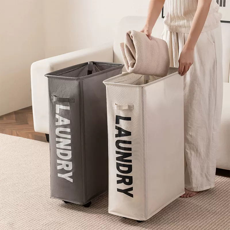 新款带轮子收纳筐折叠便携置物篮大容量整理收纳箱家用衣物脏衣篓