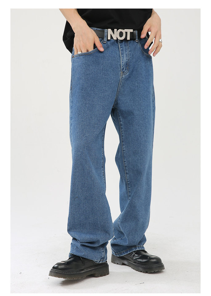 Quần jean nam ống rộng ống đứng dáng suông thoải mái phong cách Hàn Quốc — Xanh denim, Xanh lam đậm, Đen Xám chi tiết 16