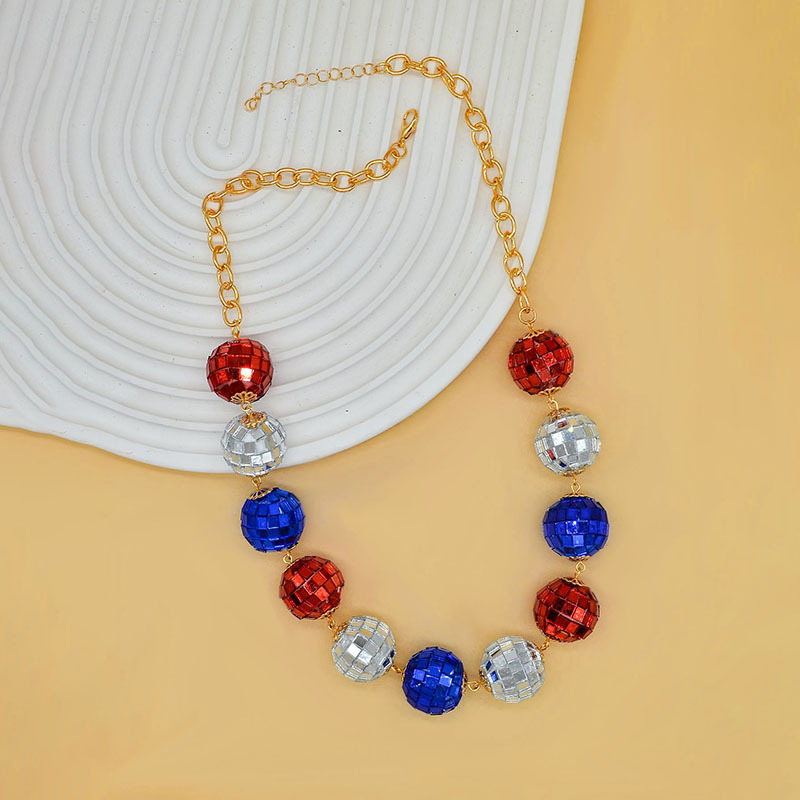 European and American cross-border 70's colorful disco long ball necklace retro disco party creative earrings European and American cross-border 70's colorful disco long ball necklace retro disco party creative earrings