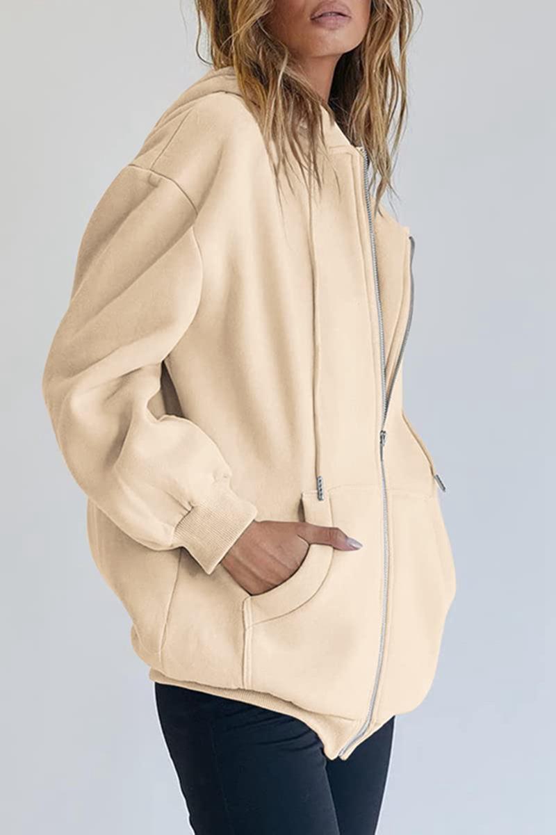 456g Weight Long Sleeve Sleeve Length Zipper Placket Type Regular Sleeve Sleeve Type Polyester Fabric Type Long Top Length Hoodie Tops Type Daily Occasion Hooded Neckline Regular Fit Fit Type Solid Color Pattern Spring, Autumn Season Women's Gender Pocket Design Streetwear Style Women's Streetwear Solid Color Pocket Zipper Hoodie 32