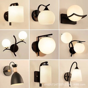 American minimalist hotel wall lamp bedroom bedside living room corridor balcony lamp modern creative iron aisle wall lamp