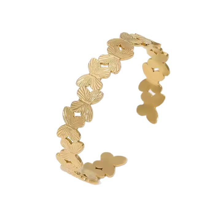 Tina transfronteriza 18k oro mariposa pulsera de acero inoxidable mujer alta sensación de diseño de personalidad versátil pulsera de acero de titanio ins