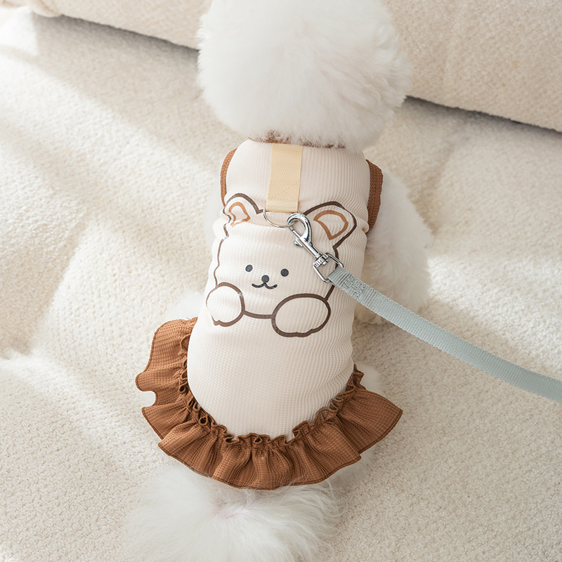 Estilo coreano primavera y verano perro oso tracción pareja ropa tracción chaleco gato dos pies verano mascotas ropa de perro