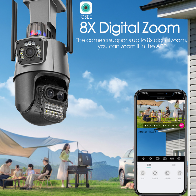 Super look at ICSEE three zoom gun ball linkage wireless wifi camera outdoor network monitor