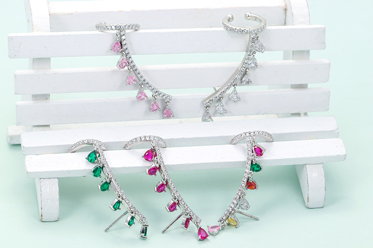 Earrings Event & Party Supplies Zircon Inlay Material Fashion Water Droplets Copper Earrings Inlay Zircon Copper Earrings