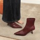 2738-2 Skinny Boots Women's Retro Soft Leather Pointed Bare Boots Single Boot Thin Heel Small Man Versatile Elastic French Short Boots