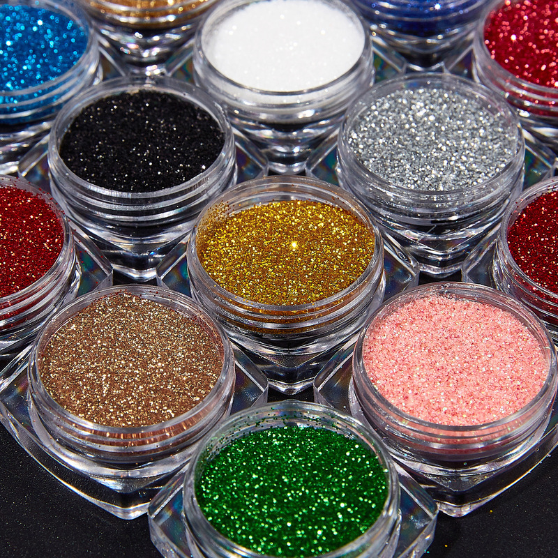 Cross-border Amazon 12-color glitter powder bottled glitter sequins nail art dripping glue flow hemp creative handmade materials