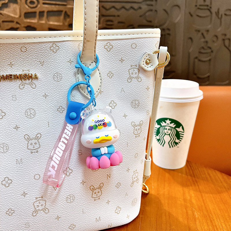 Creativo nuevo toque budista patito llavero lindo bolso colgante llavero de automóvil pequeño regalo al por mayor image 3