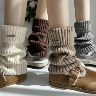 Purple guys metal standard socks women's spring and autumn with short boots hot girls wool knitted pile socks y2k leg cover