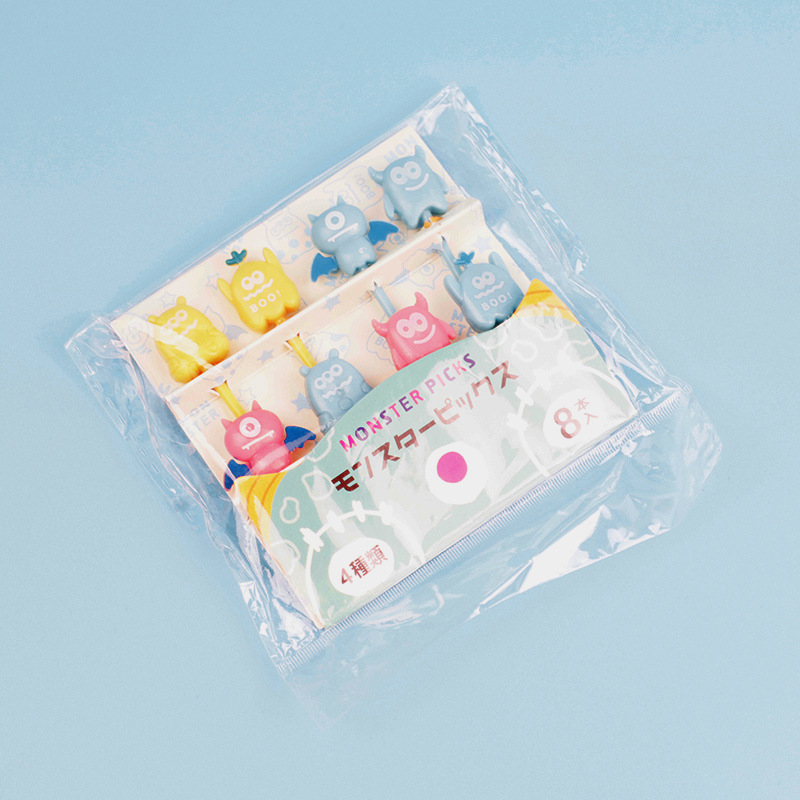 Cartoon japonés encantador tenedor de fruta transfronterizo venta caliente stick de fruta creativa decoración mini tenedor de fruta al por mayor