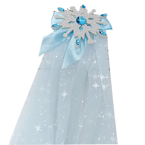 Elsa Princess Snowflake Headpiece for Little Girls, Elsa Princess Dress with Veil Clips for Children