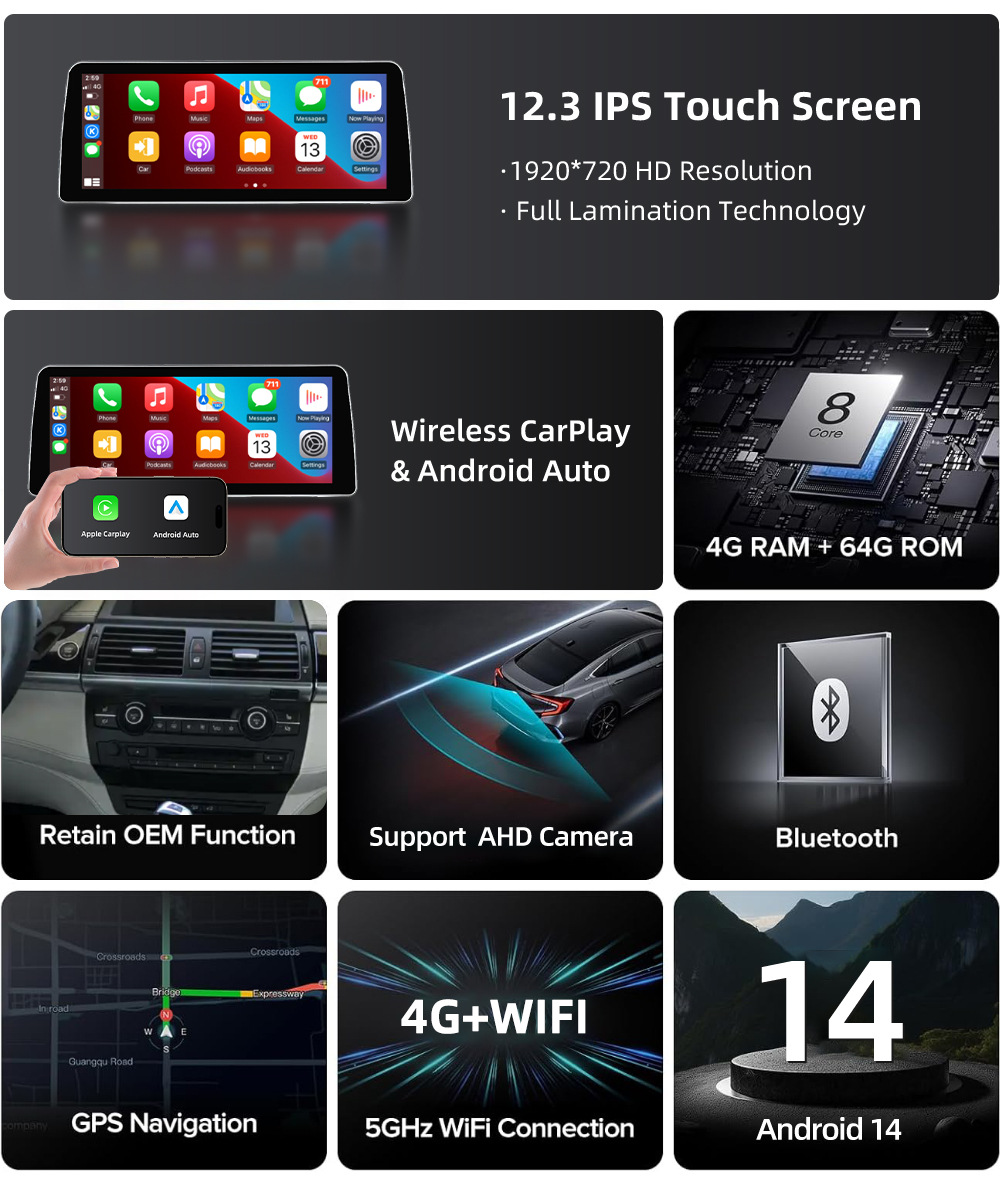 Suitable for Bmw X5 E70 X6 E71 E72 Ccc Cic Smart Central Control Large-Screen Car Navigation Radio