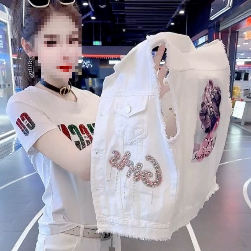 Z3J [Горячая распродажа в магазине] Популярный белый джинсовый жилет в европейском стиле Heavy Industry, женский летний жилет 2024, новая мода