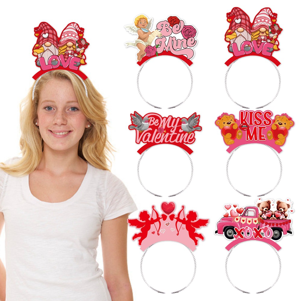 Nuevos productos transfronterizos, sombreros decorativos del día de San Valentín, diadema, propuesta de matrimonio, cita romántica, diadema de amor rosa, accesorios de fotografía