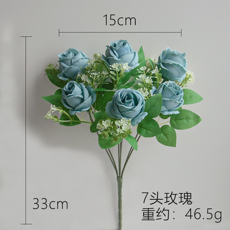 7-cabeza artificial multi-cabeza Rosa ramo boda decoración de la boda flor artificial fotografía diseño apoyos flor falsa