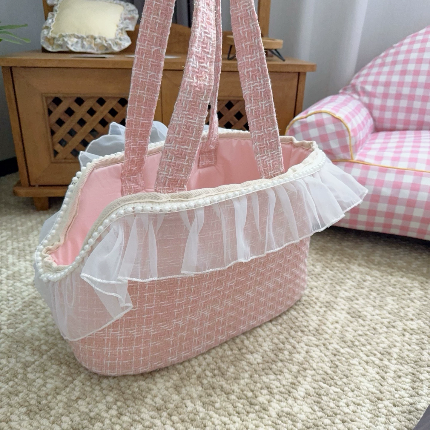 Ароматная принцесса из органзы, милый стильный рюкзак для домашних животных, сумка на плечо, сумка для собаки, сумка для кошки