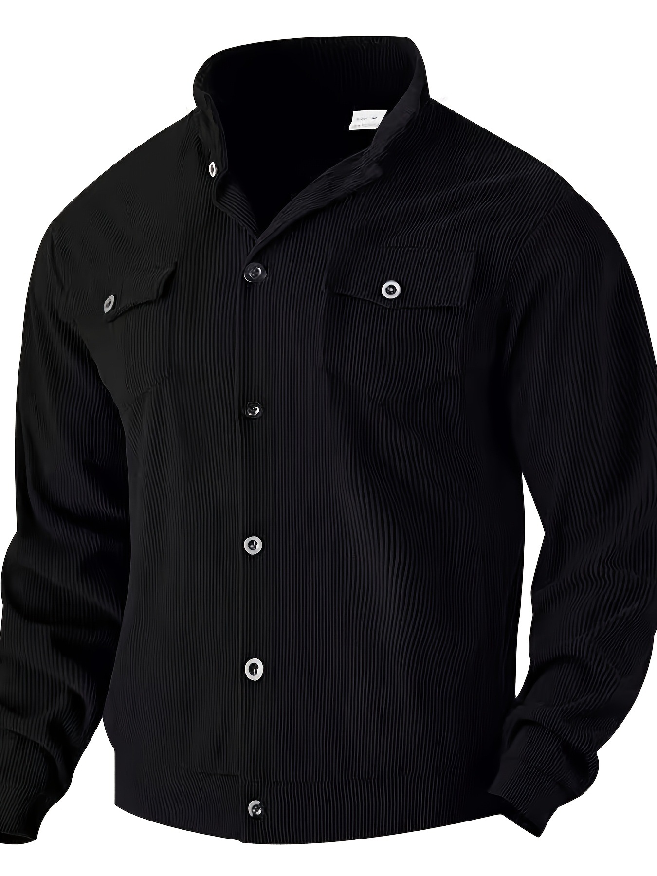 Men's Heavyweight Corduroy Jacket - American Style Stand Collar Multi-Pocket Casual Coat For Autumn_viptrois.com