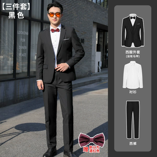 Black suit, shirt, trousers