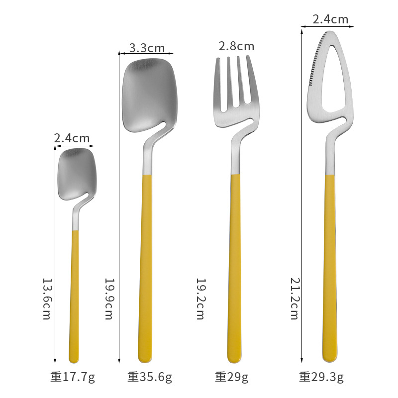Amazon 304 acero inoxidable montado en la pared de titanio plateado cuchillo y tenedor cuchara vajilla occidental creativo taza de café cuchara larga cuchara de hielo tenedor