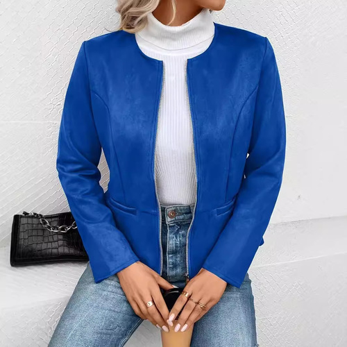 Women's Zipper Long Sleeve Overcoat for Autumn and Winter, Slimming and Elegant, Suitable for Commuting, 2024 Independent Station Best Seller on Wish and Amazon