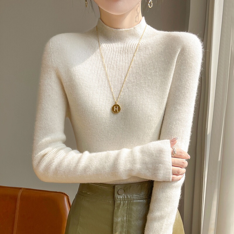 Women's Pullover Slim-fit Elegant Simple Casual All-match Long-sleeved Base Top