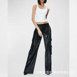 小珠片裤子夏季 亮片服装嘻哈 亮片工装裤 欧美新款亮片女装2024