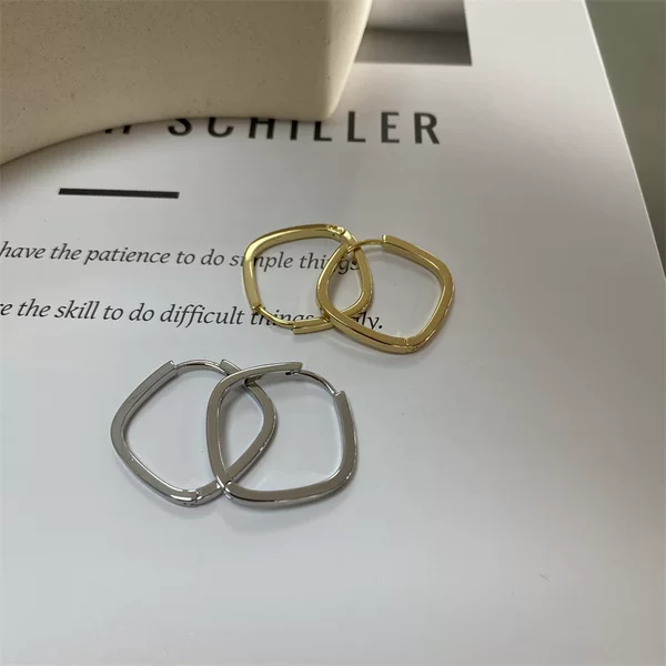 Copper gold-plated square glossy metal cold style earrings for women new trendy minimalist fashion high-grade earrings earrings