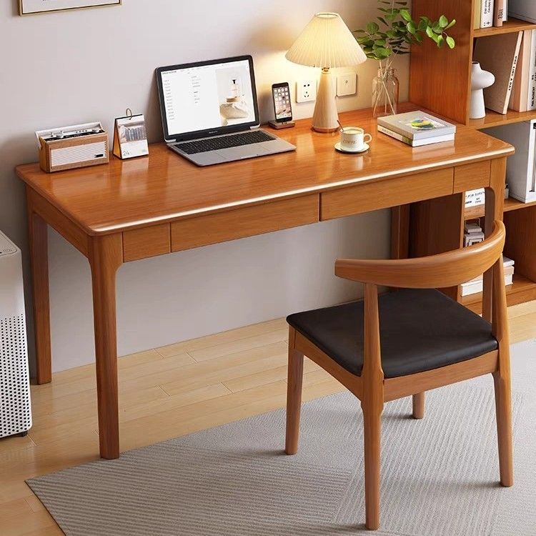 Solid Wood Narrow Desk 40/50cm Wide Simple Computer Desk with Drawer Small Apartment Bedroom Student Long Desk