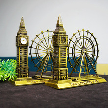 英国伦敦大本钟摩天轮组合建筑地标摆件金属工艺品复古家居装饰桌