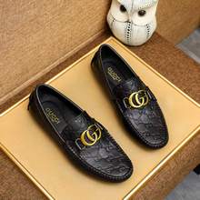 欧洲站潮牌时尚豆豆鞋真皮男鞋一脚蹬懒人休闲鞋小皮鞋