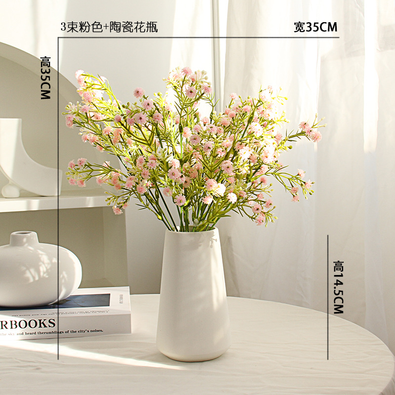 3 ramos de jarrones de cerámica Rosa + cónica