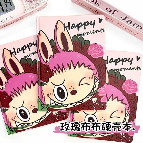 New Rose Cloth A5 Notebook with Colored Pages, Cute Cloth Hardcover Diary, Cartoon Notebook