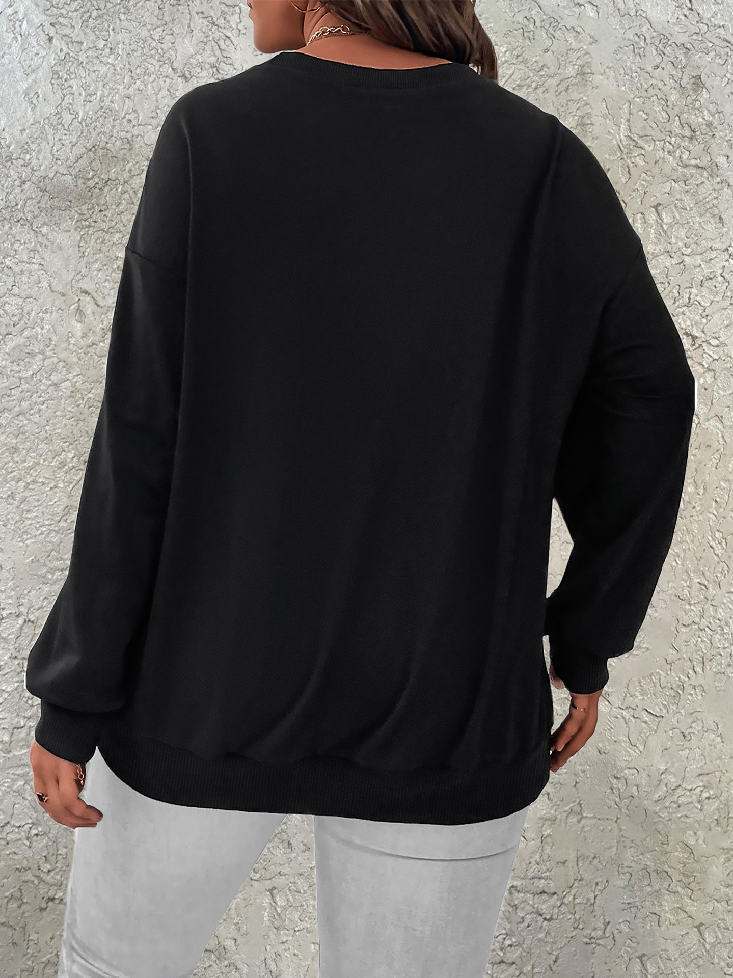 Women's Elegant Basic Long Sleeve Tops With Fringe Detail, Round Neck Pullover For Casual Daily Wear_ecoleips.com
