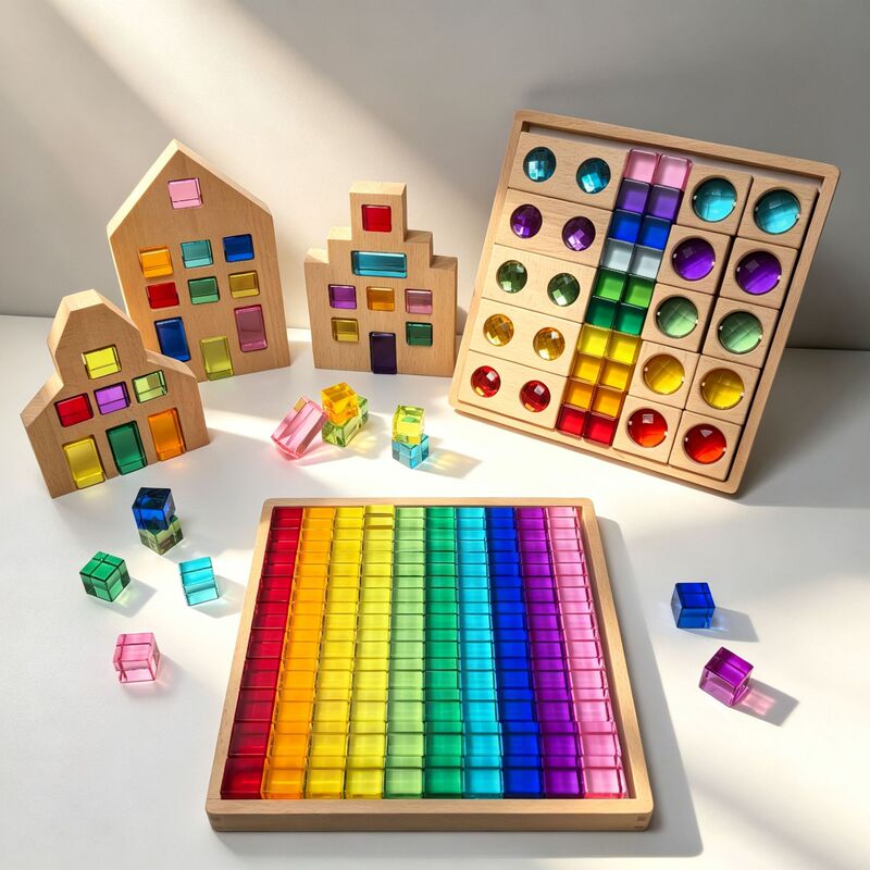 Kindergarten Creative Assembly Light and Shadow Building Blocks Open-Ended Toys Children's Sensory Acrylic Translucent Blocks Kindergarten Creative Assembly Light and Shadow Building Blocks Open-Ended Toys Children's Sensory Acrylic Translucent Blocks