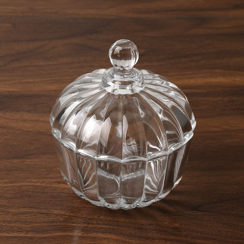 Creative round transparent glass small TG2030-2 sugar jar pumpkin shaped kitchen dried fruit tea incense storage tank