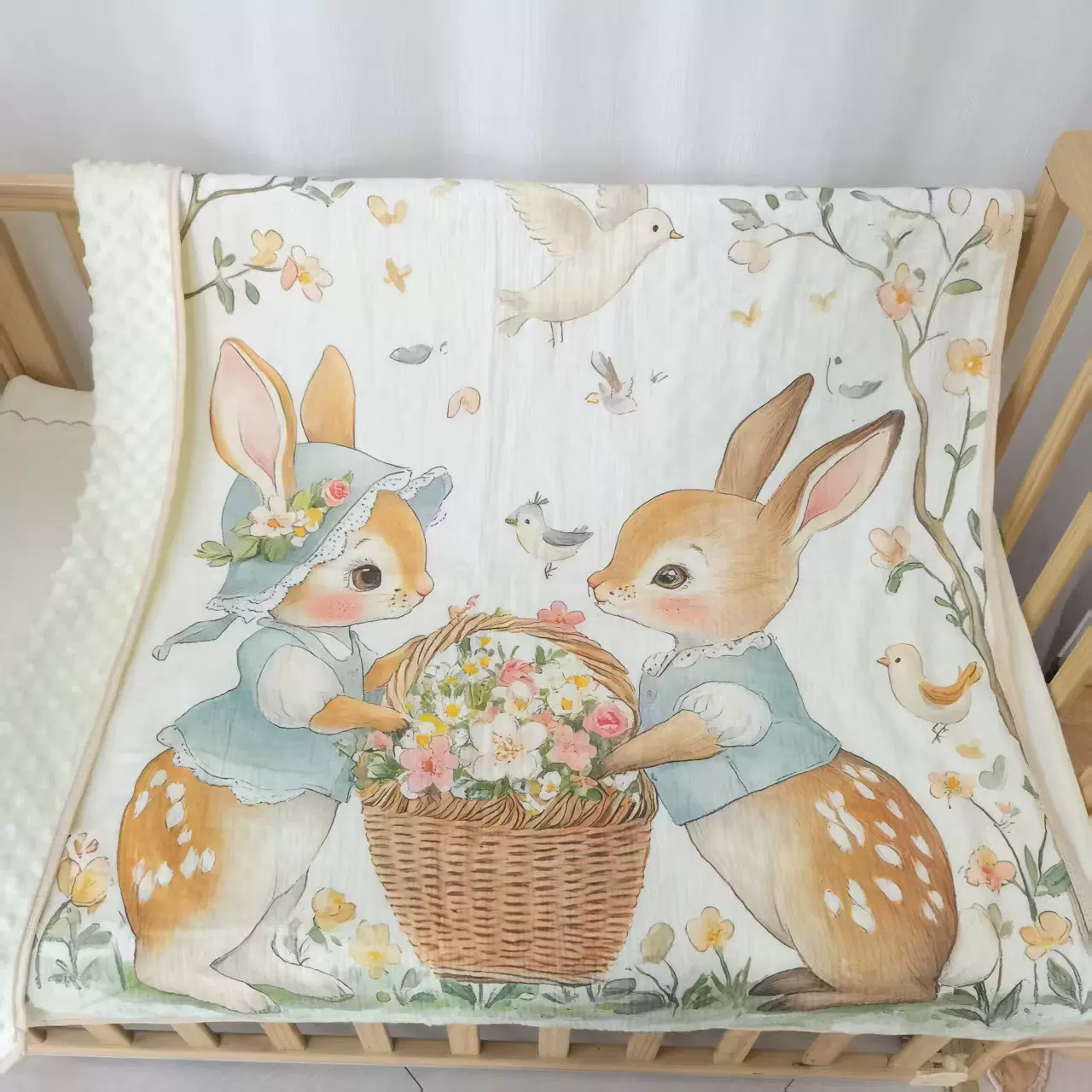 纯棉绉布豆豆童毯卡通数码印花四季儿童空调被幼儿园宝宝抱被盖毯