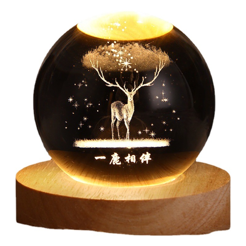 クロスボーダープラネットナイトライトクリスタルオーナメントムーン宇宙飛行士テーブルランプ寝室のベッドサイド星空ランプクリエイティブな雰囲気のライト