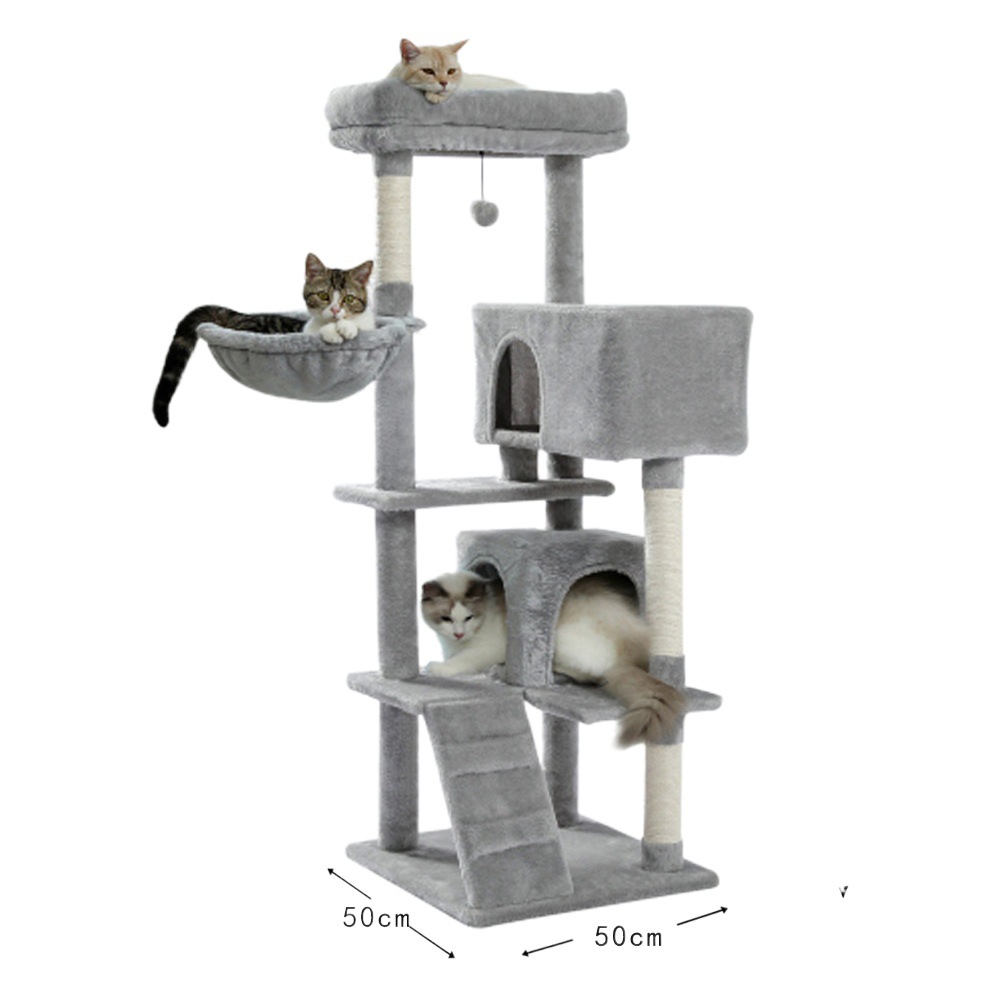 Una pieza, marco de escalada para gatos, árbol para gatos, nido para gatos integrado, estante para gatos, torre para gatos, cómoda hamaca para gatos, universal para todas las estaciones